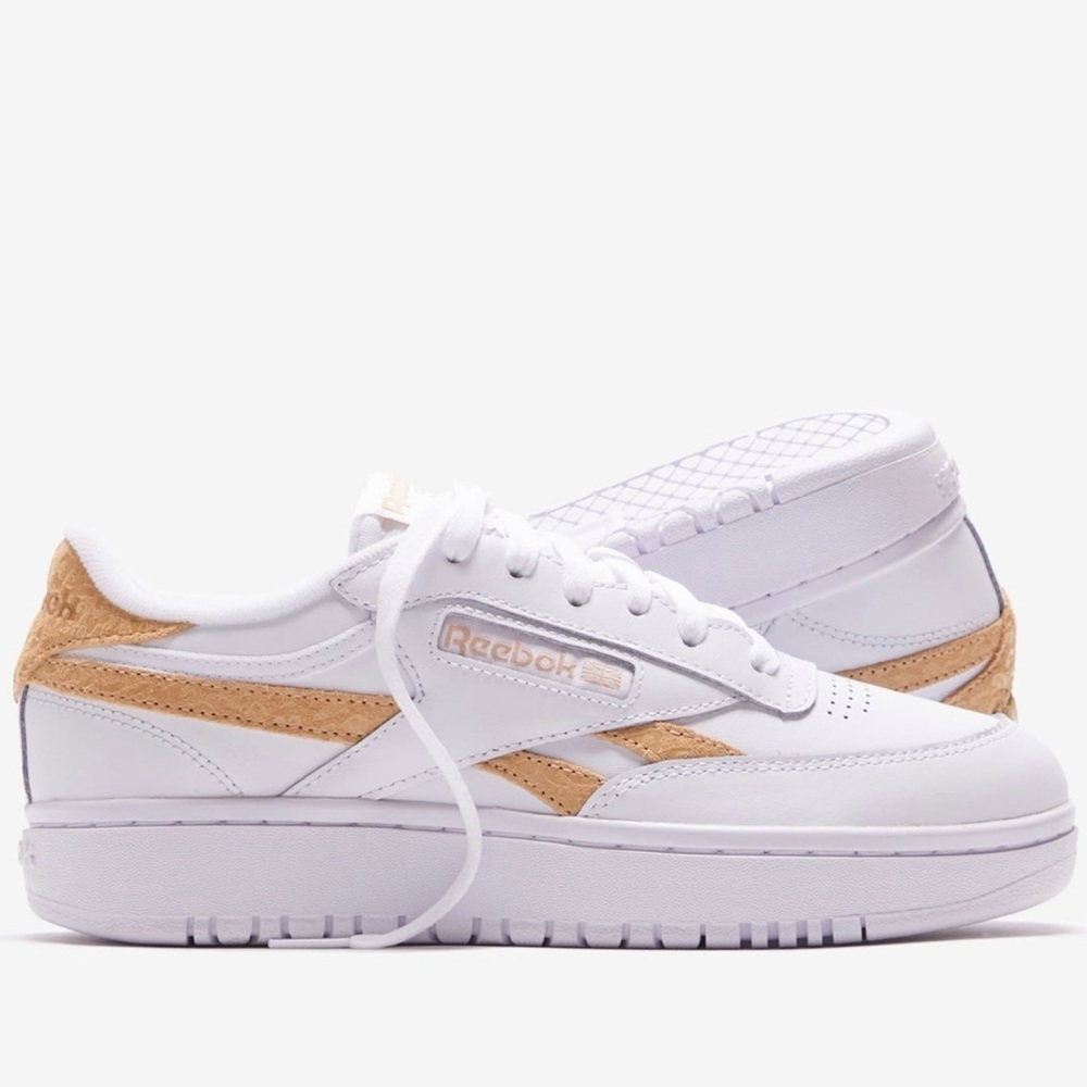 NWT Reebok Women's Club C Double Platform Revenge Sneakers White / Tan Shoes​